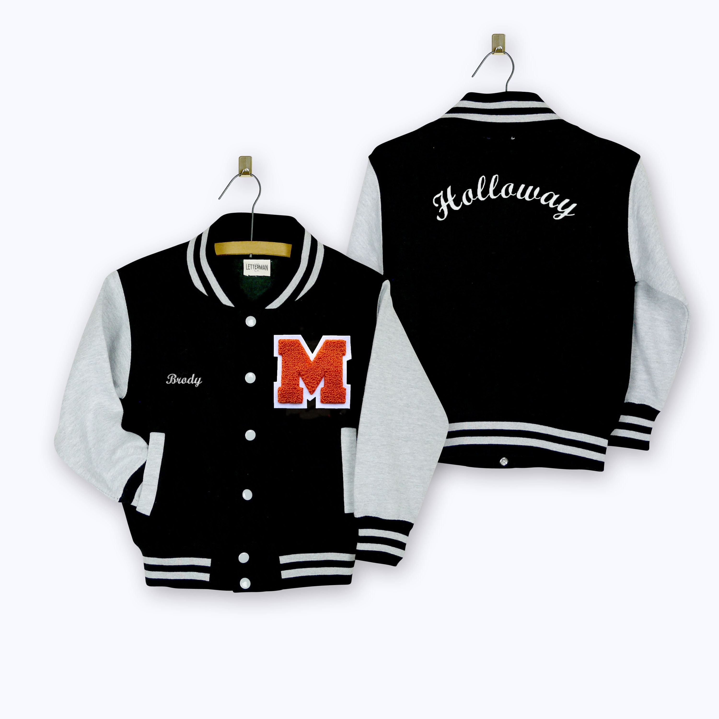 Personalized Kids Varsity Jacket Black/grayorange/white | Etsy