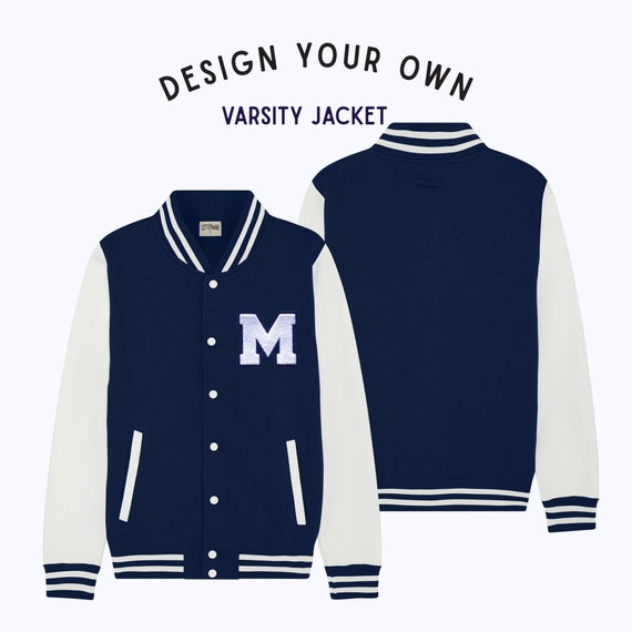 Personalized Adult Sweatshirt Varsity Jacket NAVY/WHITE - Etsy