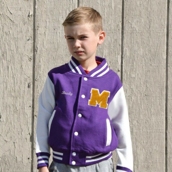 Personalized Kids Varsity Jacket PURPLE 