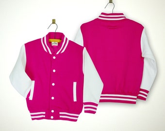 Kids Sweatshirt Varsity Jacket PINK/WHITE