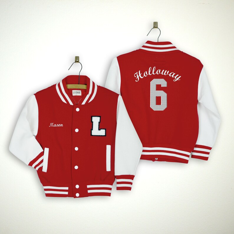 Personalized Kids Varsity Jacket RED/WHITE WHITE/Black Etsy