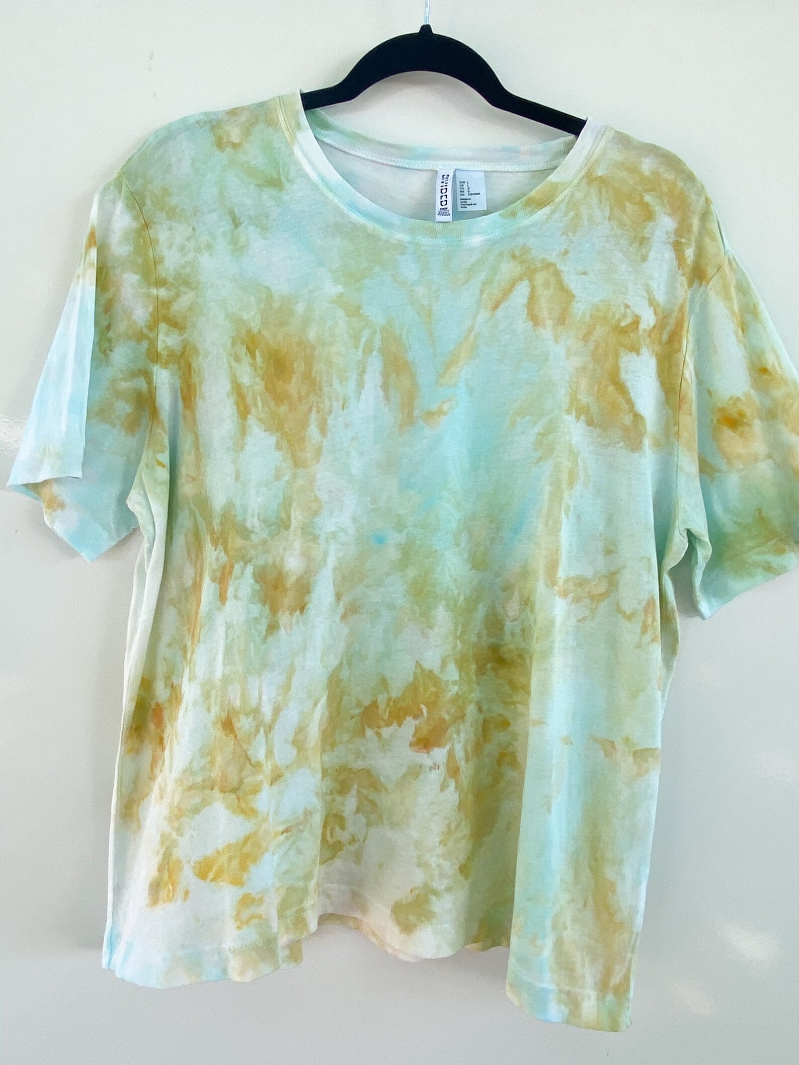Aquamarine L Hand Dyed Womens T Shirt Top Ice Tie Dye | Etsy