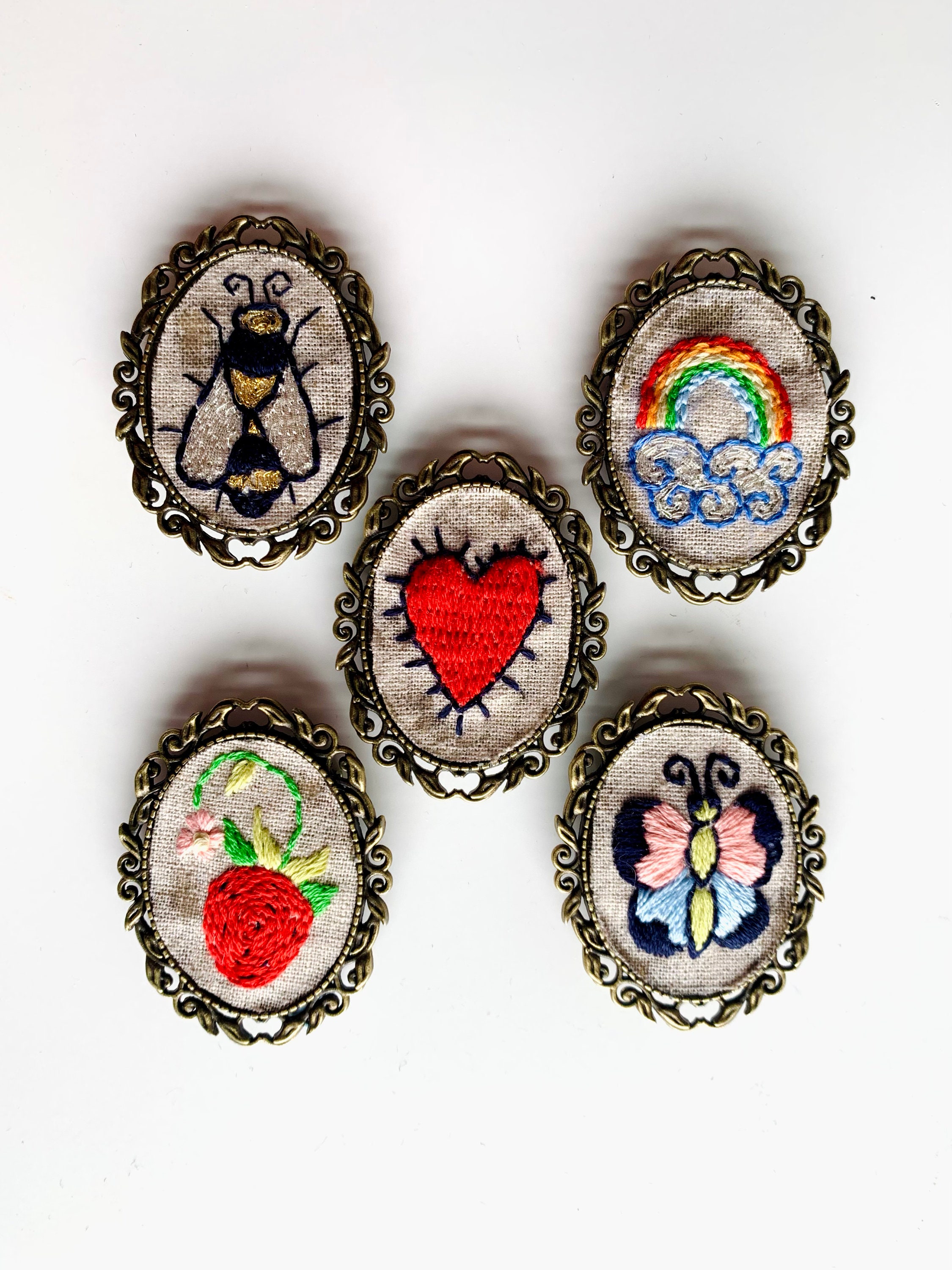 Hand embroidered brooches deals