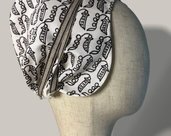 Pea Pod Printed Tudor/Elizabethan Blackwork Hand Sewn Linen-Look Coif
