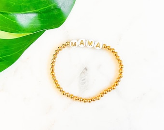 Mama Bracelet Gold, Personalized Mothers Day Gift, Gift for Mom, New Mom Gift, Name Bracelet, Gold Filled Custom Bracelet, Grandmother Gift