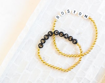 Personalized Gold Filled Bracelet, East Coast Gift, Coastal Cowgirl Aesthetic, Word Bracelet, Custom Name Bracelet, Mama Gift, BFF Bracelets