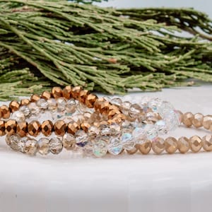 Sparkly Beaded Bracelets, Glass Stackable Bracelets, Gold, Stretch Beaded Bracelet, Bracelet for Women Beaded, Bracelet Gift