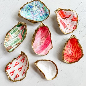 Oyster Shell Ring Dish, Beachy Favor, New Mom Gift, Trinket Dish, Coastal Decor, Beach Themed Wedding Gift, Coastal Cowgirl Gift, Shell Art