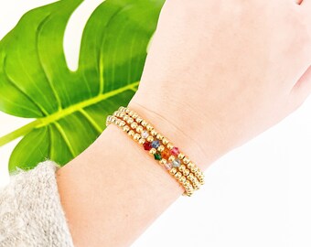 Gold Filled Birthstone Bracelet, Mother's Day Gift, Birthstone Jewelry, Gift for Grandmother, Personalized Bracelet, Children's Birthstone