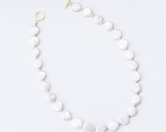 Freshwater Pearl Necklace, Gold Pearl Necklace, Coastal Jewelry, Bridal Necklace, Beach Wedding Gift, Minimalist Pearl Jewelry,