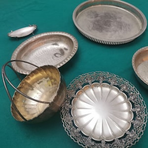Vintage nickel silver plate | Nickel silver platter | Vintage serving tray | Nickel silver plate with roses | silver plate for butter |