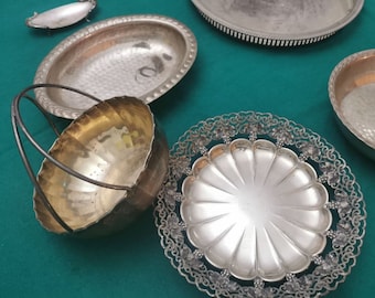 Vintage nickel silver plate | Nickel silver platter | Vintage serving tray | Nickel silver plate with roses | silver plate for butter |