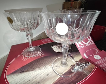 6 RCR Opera - Royal Crystal Rock champagne - Vintage Italiaans geslepen kristal - helder glas - patroon voet Sherbet - dessertgerechten set van 6