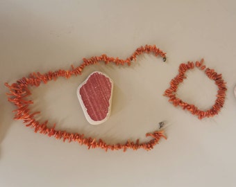 Colar de pulseira de coral - pulseira de galhos de coral - colar de coral rosa - colar de coral mediterrâneo - pulseira de coral mediterrâneo - para ela