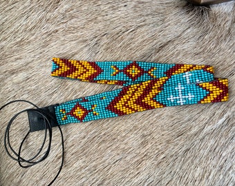 Teal blue orange Hat band 5/8" Wide