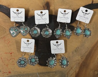 Western Faux Turquoise  Earrings