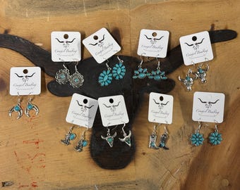 Western Faux Turquoise  Earrings