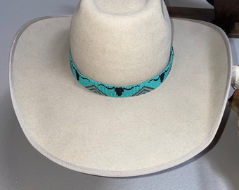 Turquoise Steer  hat band 15/16” Wide