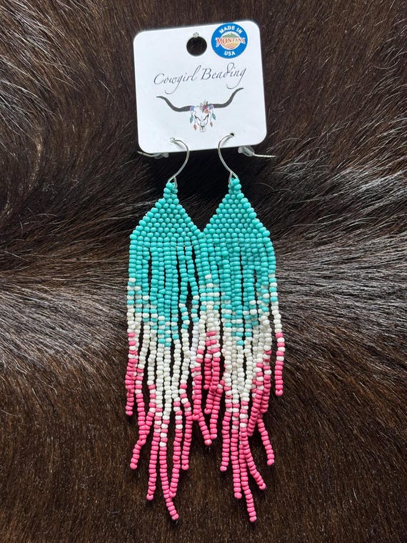 Western Chic – Long Fringe Beaded Earrings