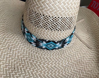 Teal Aztec Star Hat Band 1 1/4" Wide