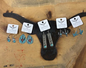 Western Faux Turquoise  Earrings