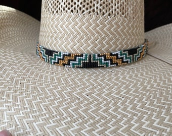Aztec Green and Gold Hat Band 5/8" Wide