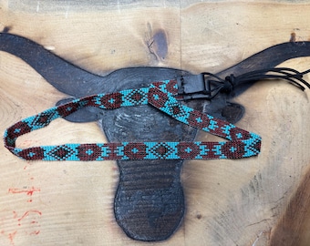 5/8” wide turquoise and maroon aztec hat band