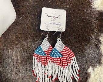 Assorted USA Hand Beaded Fringe Earrings