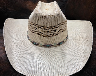 Brown and turquoise diamond  hat band