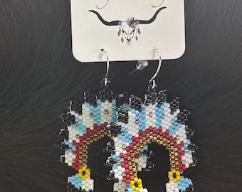 Head Dress  Beaded Earrings