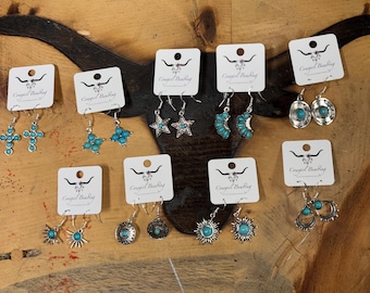 Western Faux Turquoise  Earrings