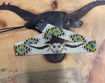 Long Horn Aztec Hat Band 1 1/8" Wide