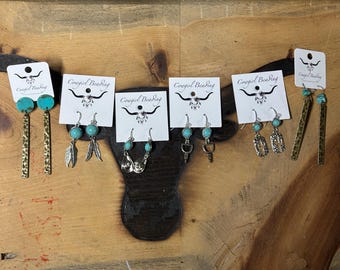 Western Faux Turquoise  Earrings