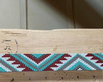Turquoise and Red Aztec 1" Wide