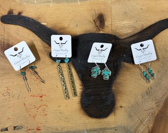 Western Faux Turquoise  Earrings