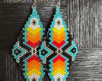 Aztec triangle  Beaded Earrings
