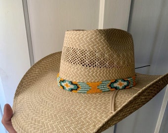 3/4" wide Teal and orange Hat band
