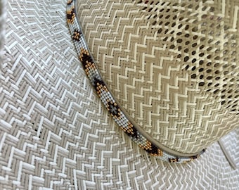 Gold and white Diamond hat band 1/4" Wide