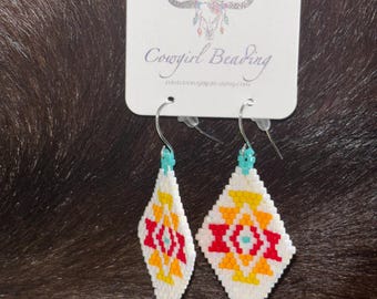 Small triangle  Beaded Earrings
