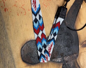 5/8” wide red blue thunderbird Hatband
