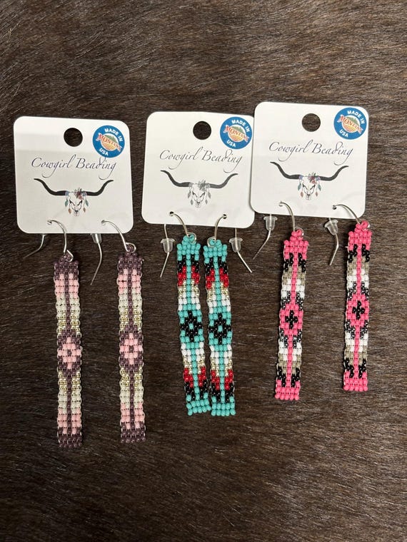 Small long  Beaded Earrings
