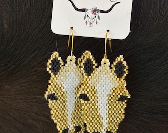 Palomino Horse Head Beaded Earrings