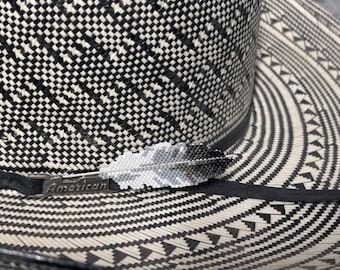 Custom feather Hand Beaded Hat Pin