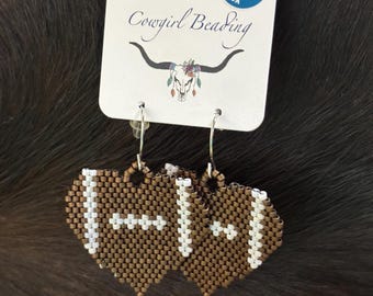 School pride Football Heart Beaded Earrings