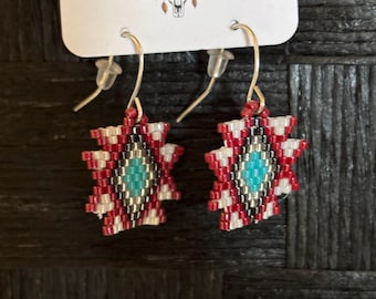 Small Aztec  Beaded Earrings