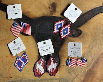 America Proud Earrings   Beaded Earrings