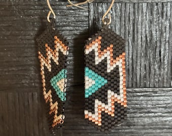 Black Aztec Beaded Earrings