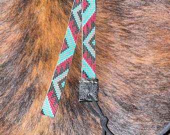 Bold Red Black Turquoise Aztec Hatband 5/8" Wide