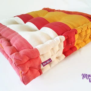 pillow, cushion, floor pillow, square pillow, stripe pillow, boho pillow, box pillow, button pillow, square-box pillow, floor cushion image 2