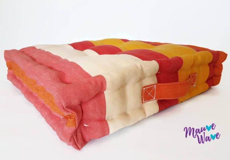 pillow, cushion, floor pillow, square pillow, stripe pillow, boho pillow, box pillow, button pillow, square-box pillow, floor cushion image 7